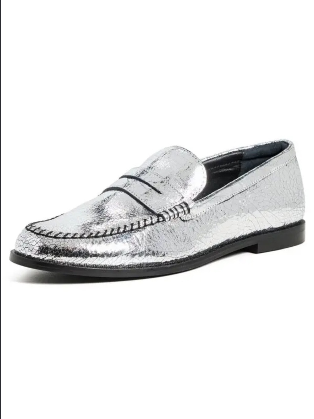 Free People Metallic Pale Pewter Penny Loafer